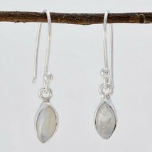 Cute Rainbow Moonstone 925 Sterling Silver White Earring Genuine India CA Gift - £9.42 GBP