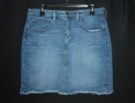Loft Outlet Women&#39;s Denim Blue Jean Short Skirt Size 8 Frayed Hem &amp; Pockets - £14.38 GBP