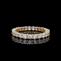 1CT Diamanti Finti Completo Eternity Infinito Anello di Matrimonio Giallo Dorato - £246.35 GBP