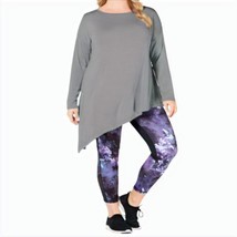allbrand365 designer Womens Plus Size Asymmetrical Long Sleeves Top,Grey,2X - $46.00