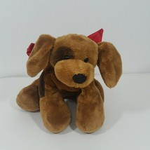 Gund Loves Treynor 12 inch Plush Stuffed Animal Brown Puppy Dog Red Bow - £26.59 GBP