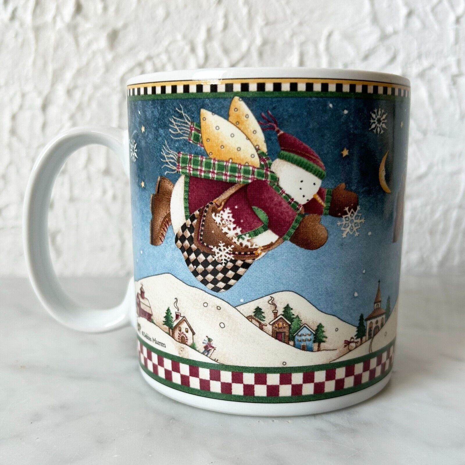 Debbie Mumm Snow Angel Village Mug Christmas Holiday Sakura Stoneware Cup - $9.45
