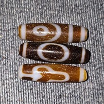 Lot 3 Unique Himalayan Indo Tibetan Agate Bead Unique eyes pattern Amulet - $2,602.41 MXN