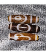 Lot 3 Unique Himalayan Indo Tibetan Agate Bead Unique eyes pattern Amulet - $2,589.10 MXN