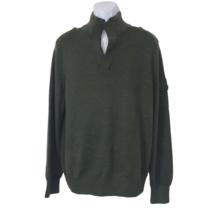Banana Republic Mens Green Military Style Sz L Sweater Wool Blend Italian Yarn  - £22.33 GBP