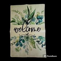 Spring Summer Green Leaves Burlap Welcome Garden Flag 12X18 In Greenery ... - £6.95 GBP