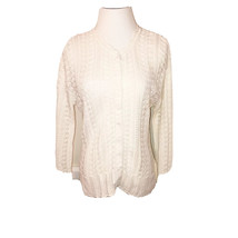 New Soft Surroundings White Cable Knit Lightweight Cotton Blend Cardigan... - £15.71 GBP