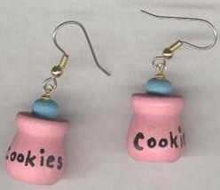Funky Wood Cookie Jar Earrings Baking Bakery Snacks Food Charms Costume Jewelry - £4.72 GBP