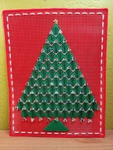 Vintage Plastic Canvas Art Handmade Christmas Tree Wall Hanging Beaded R... - £16.98 GBP