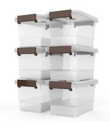 Clear Storage Latch Box, 6 Pack Storage Organizer Bins with Latching Han... - £30.01 GBP