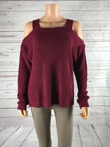 Junior&#39;s HOOKED UP Burgundy Cold Shoulder Sweater NWT Large - £5.81 GBP