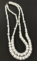Vintage Two Stranded Graduated Beaded Milk glass Necklace 22” - £36.09 GBP