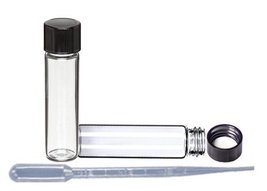 Perfume Studio Clear Glass Vials 1 Dram / 4 Dram Set with Sturdy Black Phenolic  - £6.62 GBP