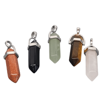 5 x Double Point Crystal Pendant Bulk Buy Labradorite, Rose Quartz, Amet... - $8.75