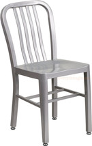 Mid-Century Silver &#39;Navy&#39; Style Dining Chair Cafe Patio Restaurant In-Outdoor - £111.19 GBP