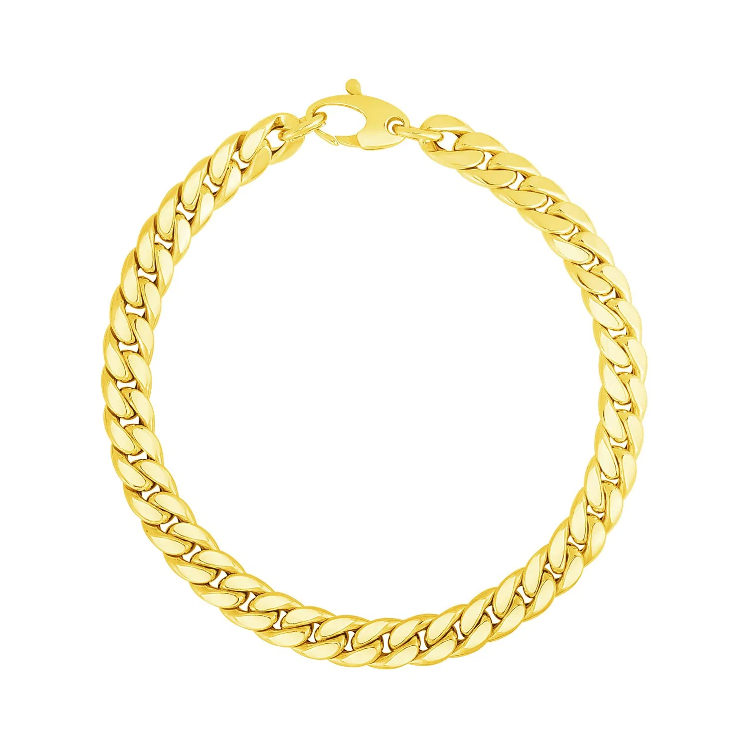 Gold color Cuban Link Bracelet, 14K Yellow Gold, lobster clasp, womens j... - $567.99