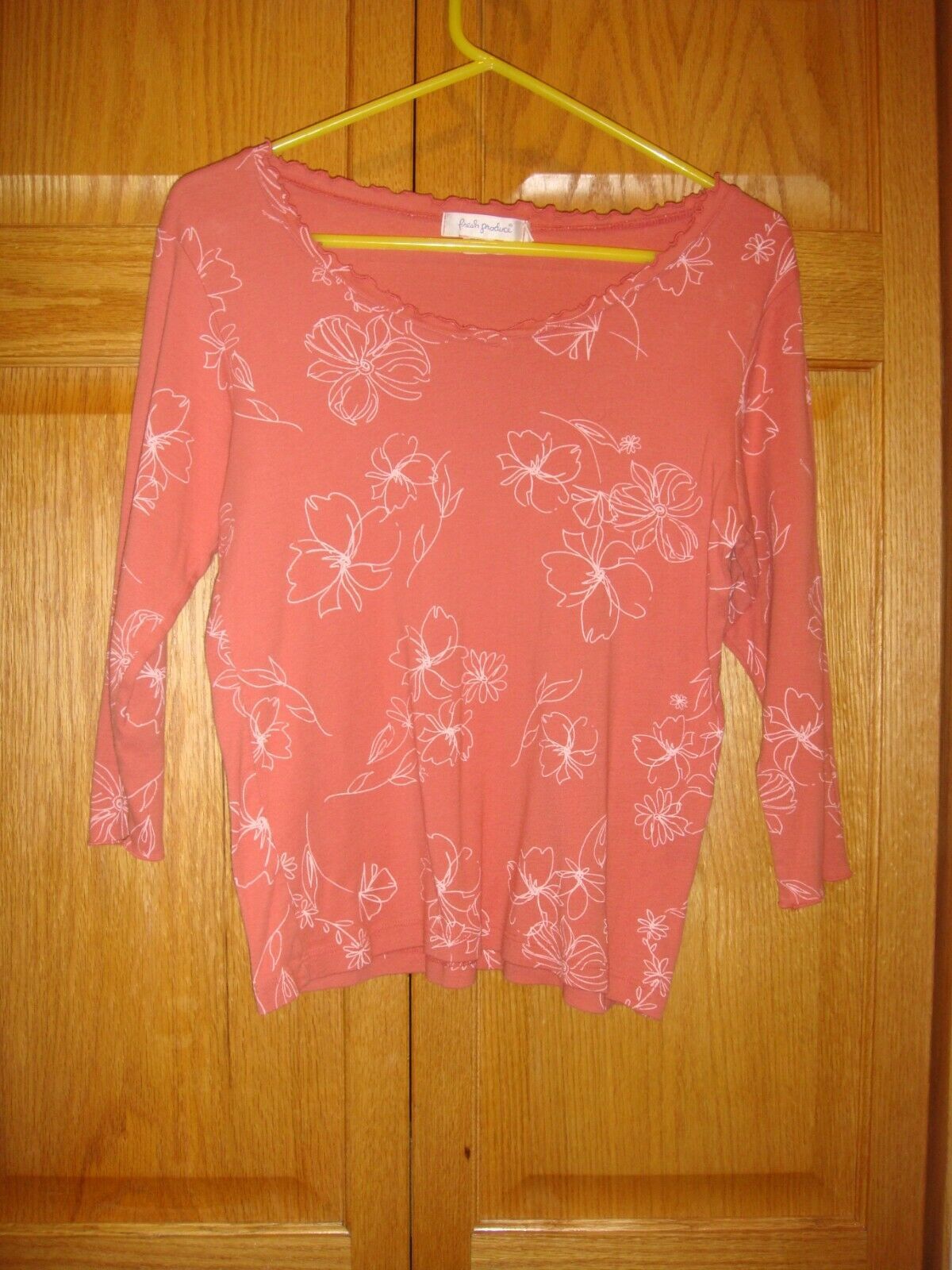 FRESH PRODUCE Top S Flamingo Sketched Floral 3/4 Sleeve Top - $15.99