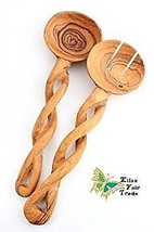 Handmade Wild Olive Wood Salad Server Set by Eliza Fair Trade - Wooden Salad - $40.11