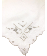 Vtg 1930s Hanky Handkerchief White Delicate Embroidered Taupe Romantic S... - $283.01 MXN