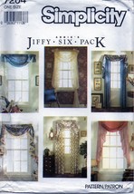 Simplicity 7204 Abbie&#39;s Jiffy Six Pack Window Valance Treatment Pattern - £10.40 GBP