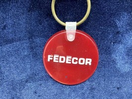 Vintage Promotional Keyring FEDECOR Red Vinyl Keychain Ancien Porte-Clés FÉDÉCOR - £5.59 GBP