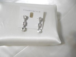 Charter Club 1-1/2&quot; Silver-Tone Jeweled Linear Drop earrings B2003 - £5.59 GBP