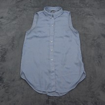 H&amp;M Shirt Womens 6 Blue White Sleeveless Blouse Collar Stripe Button Polyester - £17.90 GBP