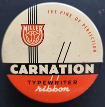 Vintage CARNATION Typewriter Ribbon Tin 1950-60&#39;s MILLER Bryant Pierce PB157b - £11.78 GBP