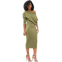 Sleeve Fashion Sexy Women Long Sleeve Dress For Women Cocktail Party Mid-Calf - £23.17 GBP