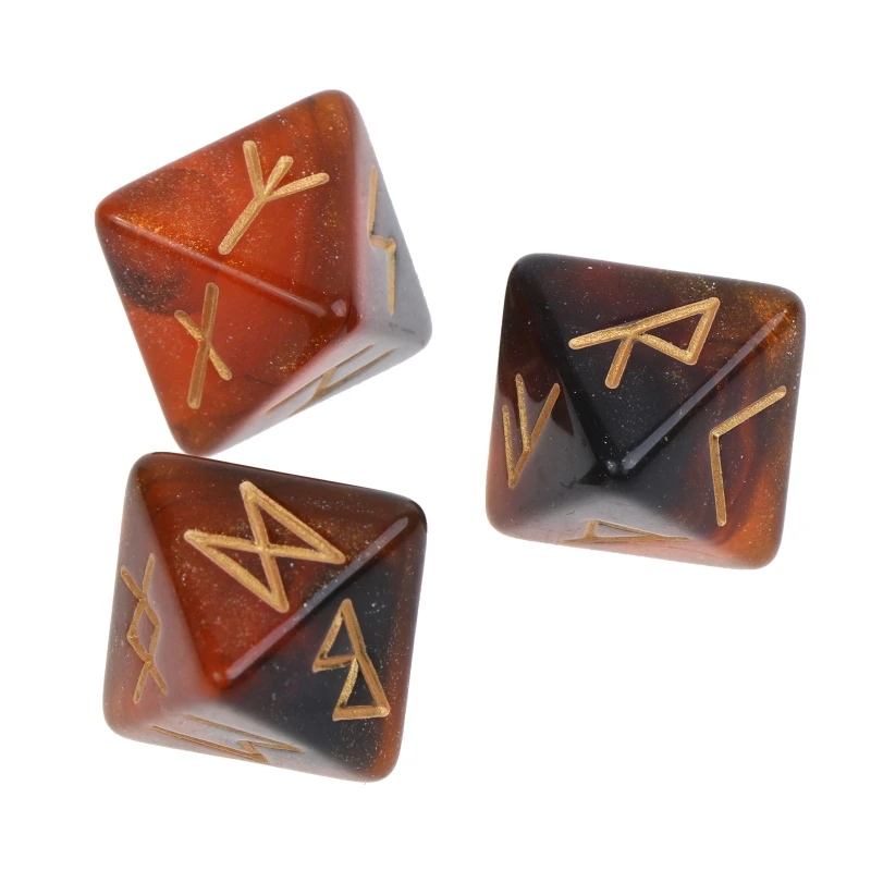 3Pcs Acrylic Astrological Dice 8/12-Sided Rune Glitter Polyhedral Constellation  - £80.91 GBP