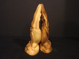 Hand Carved Olive Wood Praying Hands Statue from the Holyland - £12.64 GBP
