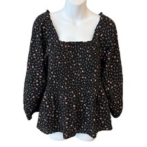 Madewell Georgette Lucie Bubble-Sleeve Smocked Top in Stem Scatter Size ... - $26.73