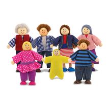 Melissa &amp; Doug 7-Piece Poseable Wooden Doll Family for Dollhouse (2-4 in... - £18.50 GBP