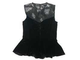 Rebecca Taylor Sleeveless Velvet Metallic Floral Organza Peplum TopShirt... - $64.99