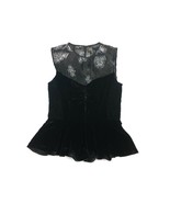 Rebecca Taylor Sleeveless Velvet Metallic Floral Organza Peplum TopShirt... - $89.07 CAD