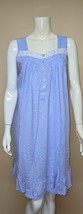 Eileen West Sleeveless Knee Length White/Blue Floral Gown 100 Cotton Siz... - $39.59