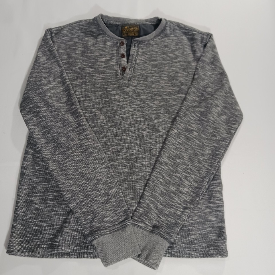 Lucky Brand 7M62050 Men's Gray Cotton Twisted Stub Henley Sweatshirt Size Small Item image 10