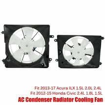 Fit 2012-15 Honda Civic 2013-17 Acura Pair A/C AC Condenser Radiator Cooling Fan - £66.20 GBP