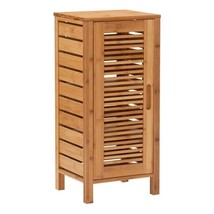 Bracken Sturdy Solid Bamboo Cabinet With A Door And 3 Shelves In Natural - $148.99