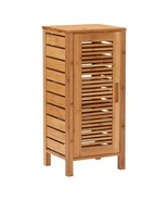 Bracken Sturdy Solid Bamboo Cabinet With A Door And 3 Shelves In Natural - £125.44 GBP