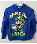 Super Mario Youth Kids Blue Game On Luigi Pullover Hoodie Boys Size 10/12 - $319.69 MXN
