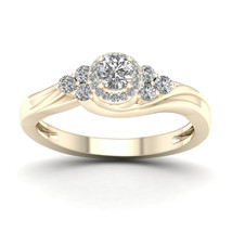 10K Yellow Gold 1/4Ct TDW Diamond Halo Engagement Ring - £279.71 GBP