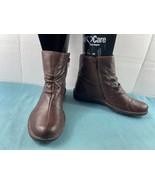 Clarks Womens Shoes Brown 9 M Leather Ruched Zipper Chukka Mid Top Comfo... - $67.66 CAD