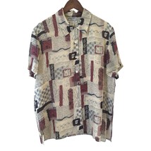 Vintage Abstract Womens 100% Silk Button Shirt Bohemian L Paisley Loop C... - $37.99