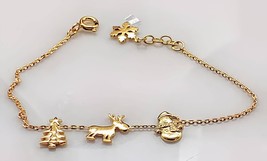 Christmas Charm Bracelet Yellow Gold Plated on Solid 925 Sterling Silver - $465.31 MXN