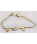 Christmas Charm Bracelet Yellow Gold Plated on Solid 925 Sterling Silver - $465.38 MXN