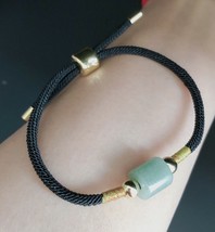 Couples Women Men Red Black Rope Braided Bracelet Natural Jade Wristband Charm - £10.53 GBP