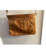 Vintage 100% Genuine Eel Skin Leather Shoulder Bag Clutch Crossbody Tan ... - $38.90 CAD