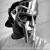 Halloween MF DOOM Mask Mad-villain Steel Face Armor Medieval Hand-Forged... - £29.55 GBP