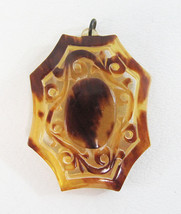 Lovely Ornate Vintage Carved Tortoise Lucite Pendant - $17.81